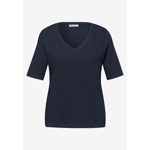 STREET ONE BASIC VNECK SHIRT<br>Marine