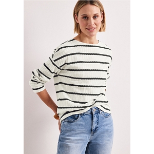 STREET ONE STRIPED KNIT LOOK SHIRT<br>Beige marine