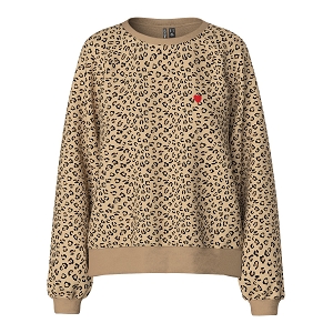 PIECES PCGRETA LS EMB UB SWEAT NOOS<br>Marron multi