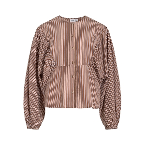 VILA VIMEPRI ONECK LS WAIST DETAIL SHIRTRF<br>Marron multi