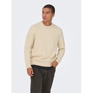 ONLY AND SONS ONSJAMES RLX CREW KNIT NOOS<br>Ecru
