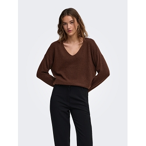 ONLY RICA LS VNECK PULLO KNT NOOS<br>Marron