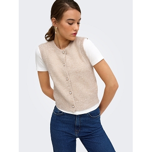 ONLY SKYE SL ONECK BUTTON VEST CS KNT<br>Ecru