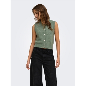 ONLY SKYE SL ONECK BUTTON VEST CS KNT<br>Kaki clair