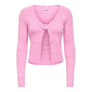 ONLY RICA LS RIB FLOWER CARDI CC KNT<br>Rose