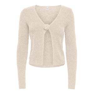 ONLY RICA LS RIB FLOWER CARDI CC KNT<br>Ecru