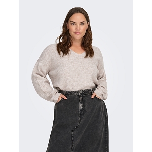 ONLY CARMAKOMA CARCAMILLA VNECK LS PULLOVER KNT NOOS<br>Ecru