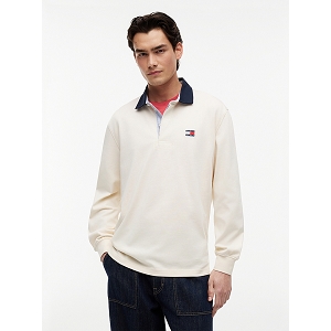 TOMMY JEANS DM0DM23070AEF  TJM RLX ESS BADGE RUGBY EXT<br>Blanc cassé