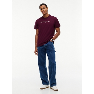 TOMMY JEANS DM0DM20744V11  TJM REG LINEAR LOGO TEE EXT<br>Prune