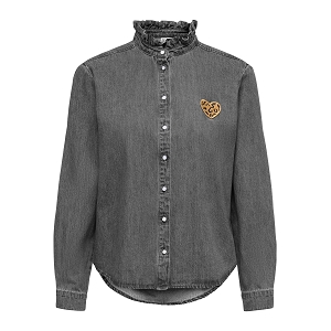 ONLY ONLWENDY LS FRILL DNM SHIRT YOR FC<br>Gris