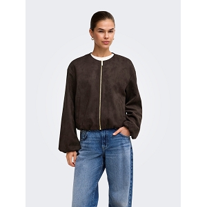 ONLY ONLSTINA LS FAUX SUEDE BOMBER PNT<br>Marron foncé