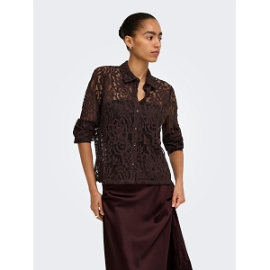 ONLY ONLBIRUN LS LACE SHIRT WVN<br>Marron foncé Dentelle