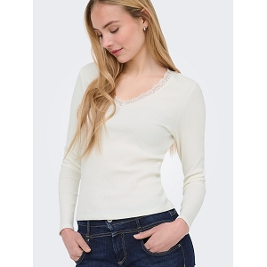 ONLY ONLSARA SHARAI LS VNECK TOP JRS<br>Blanc