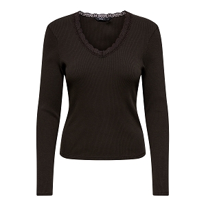 ONLY ONLSARA SHARAI LS VNECK TOP JRS<br>Marron foncé