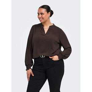 ONLY CARMAKOMA CARMETTA VNECK LS TOP WVN NOOS<br>Marron foncé