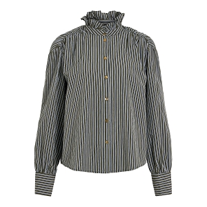 VILA VIKATIKA LS SHIRT WITH RUFFLE COLLARLF<br>Kaki multi