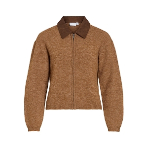 VILA VICIPA COLLAR LS KNIT CARDIGAN<br>Marron
