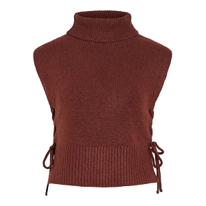 VILA VILYLA LACE UP COLLAREF<br>Marron