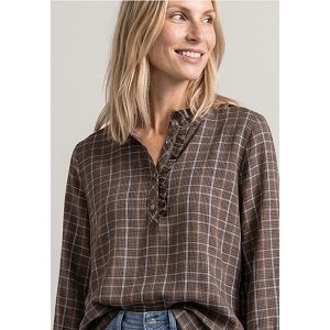 STREET ONE CHECK FEMININE BLOUSE W<br>Marron multi