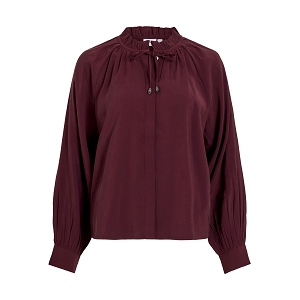 VILA VIENGLY LS RUFFLE COLLAR SHIRTRF<br>Bordeaux
