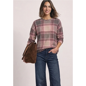  LTD QR PRINTED SOFT ROUND NECKSHIRT<br>Beige bordeaux  Carreaux