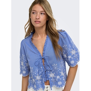 ONLY ONLMIFFY SS EMB TIE TOP NOOS<br>Bleu