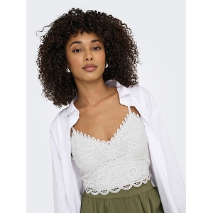 ONLY ONLHONEY STRAP TOP<br>Blanc Dentelle