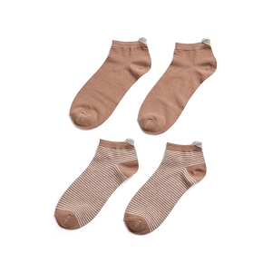  PCLAURA ANKLE SOCKS 2PACK FC<br>Beige multi  Rayures