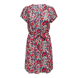 ONLY ELIZABETH FR SS BUTTON DRESS CS PTM<br>Rouge multi