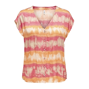  MERLE FR SS VNECK TOP CS PTM<br>Orange multi  Tye Dye