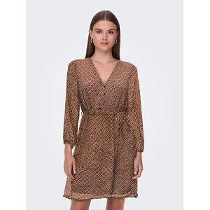 ONLY CERA 34 SHORT DRESS WVN<br>Marron multi