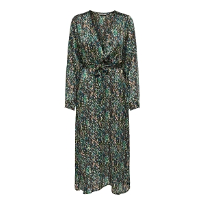 ONLY LARA FR LS WRAP MIDI DRESS<br>Vert multi