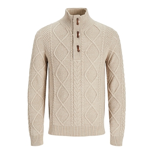  JPRBLUJEAN CABLE KNIT HIGH NECK<br>Beige  