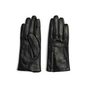  PCNARA LEATHER ZIP SMART GLOVES<br>Noir Cuir lisse Uni