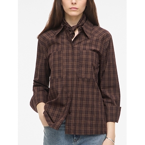 ROURONA LS OVERSIZED SHIRTPF<br>Marron  Carreaux
