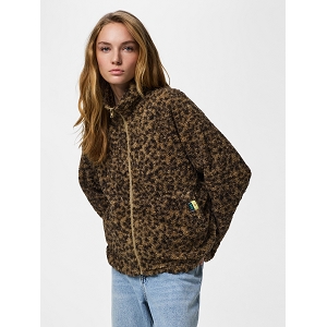  PCKATTY TEDDY HIGHNECK JACKET NOOS BC<br>Marron multi Imitation Fourrure Léopard