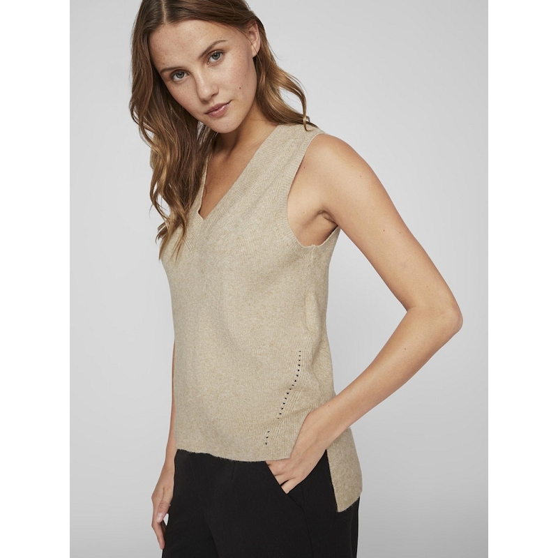 Vila VIRIL KNIT RIB VNECK SL VEST  NOOS1081501_3