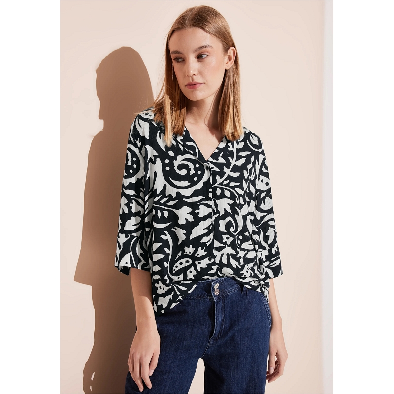 Street one PRINTED BOWLINGCOLLAR BLOUSE