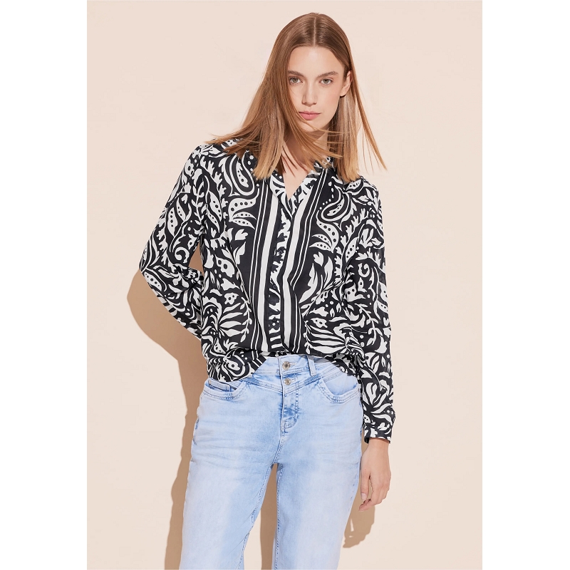 Street one PRINTED SPLITNECKBLOUSE W