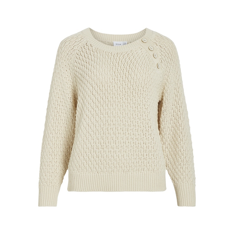 Vila VIJOSMIRA ONECK LS BUTTON KNIT TOP