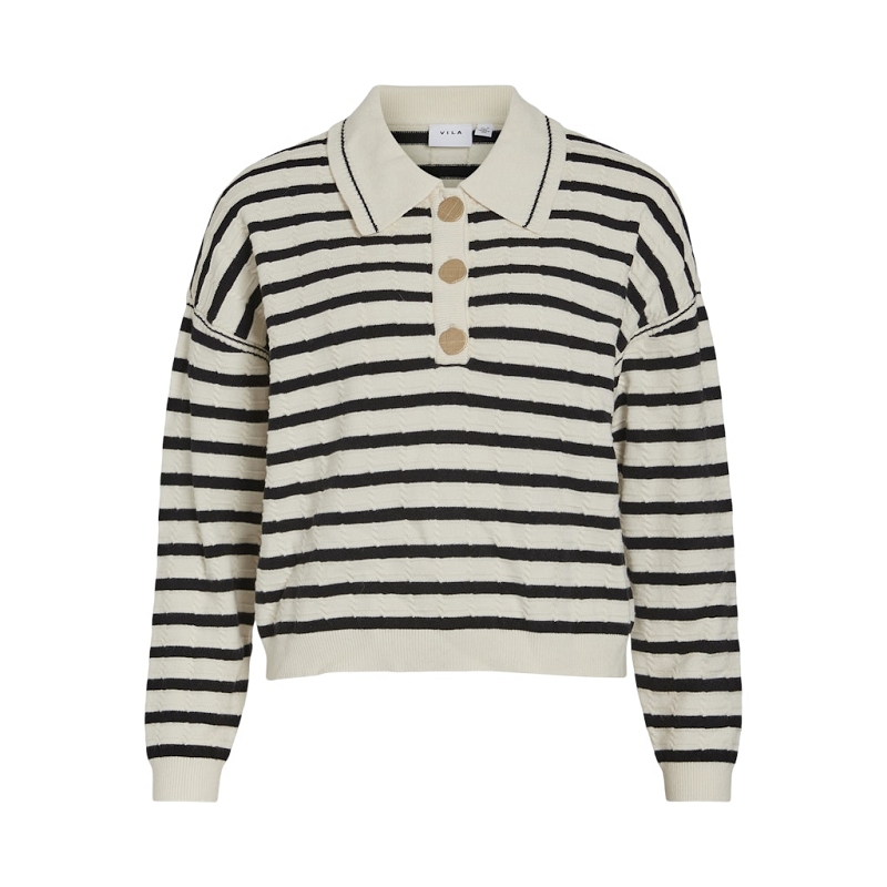 Vila VIMALFINE LS POLO KNIT TOP