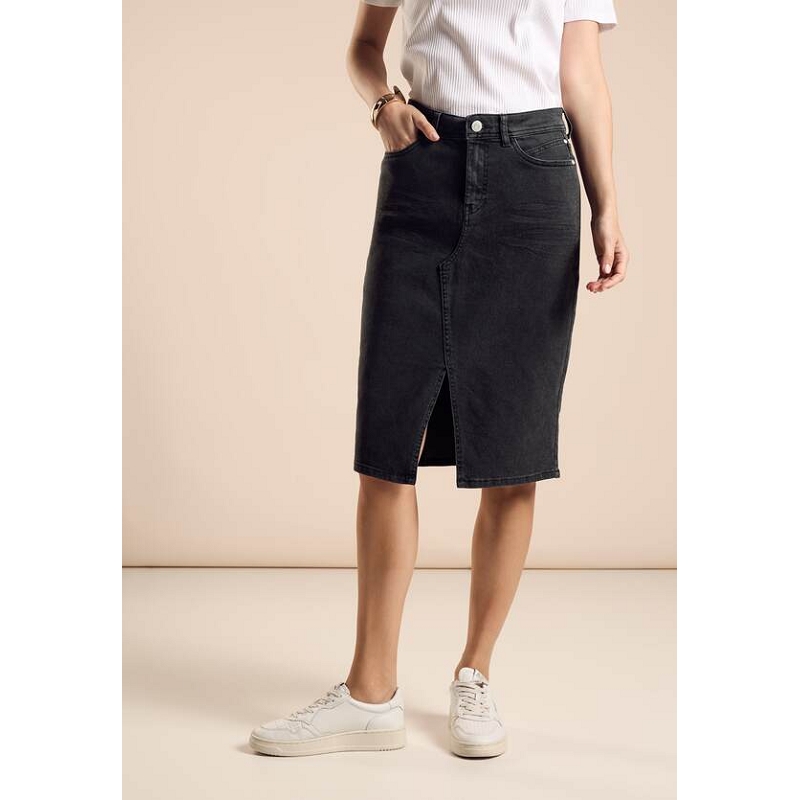 Street one DENIMSKIRT MIDI HW BLACK WASHED