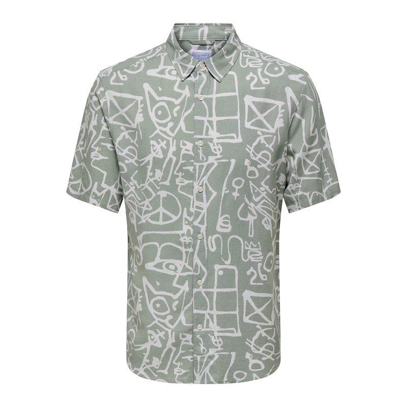 Only and sons ONSBUD LIFE SS SLIM AOP VISCLIN SHIRT