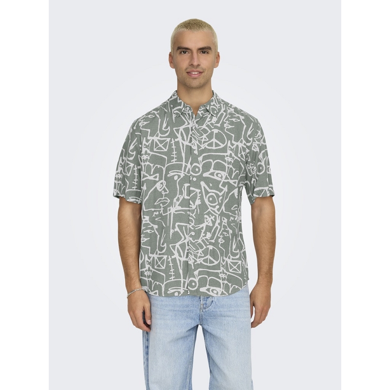 Only and sons ONSBUD LIFE SS SLIM AOP VISCLIN SHIRT1289501_2