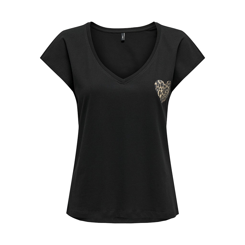 Only NINA LIFE SS VNECK HEART TOP CS JRS