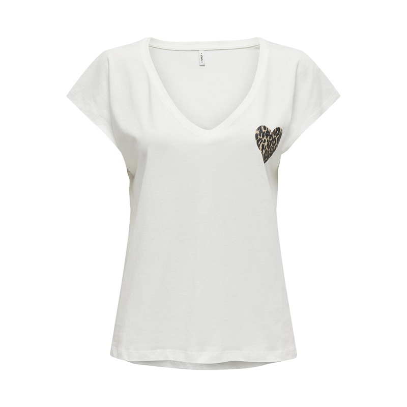 Only NINA LIFE SS VNECK HEART TOP CS JRS