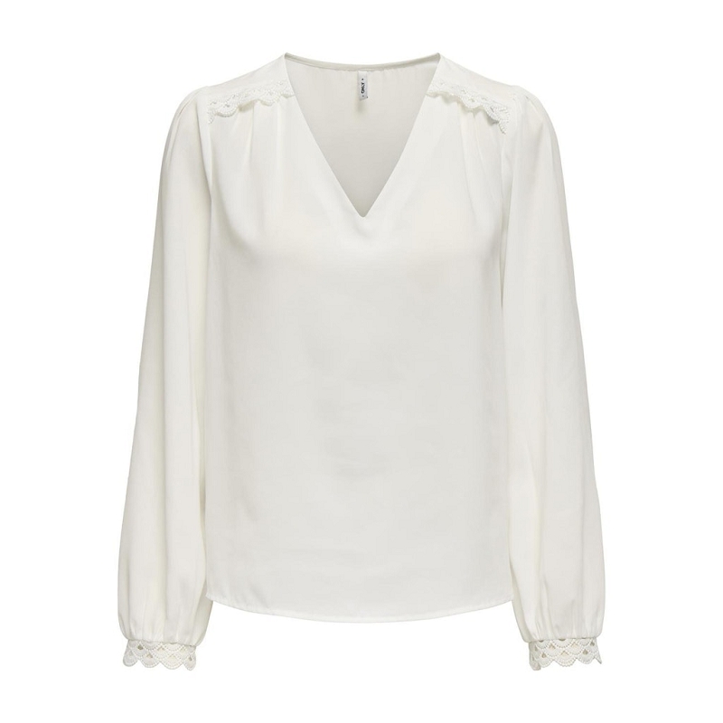 Only JULIETTE FR LS LACE TOP CS PTM