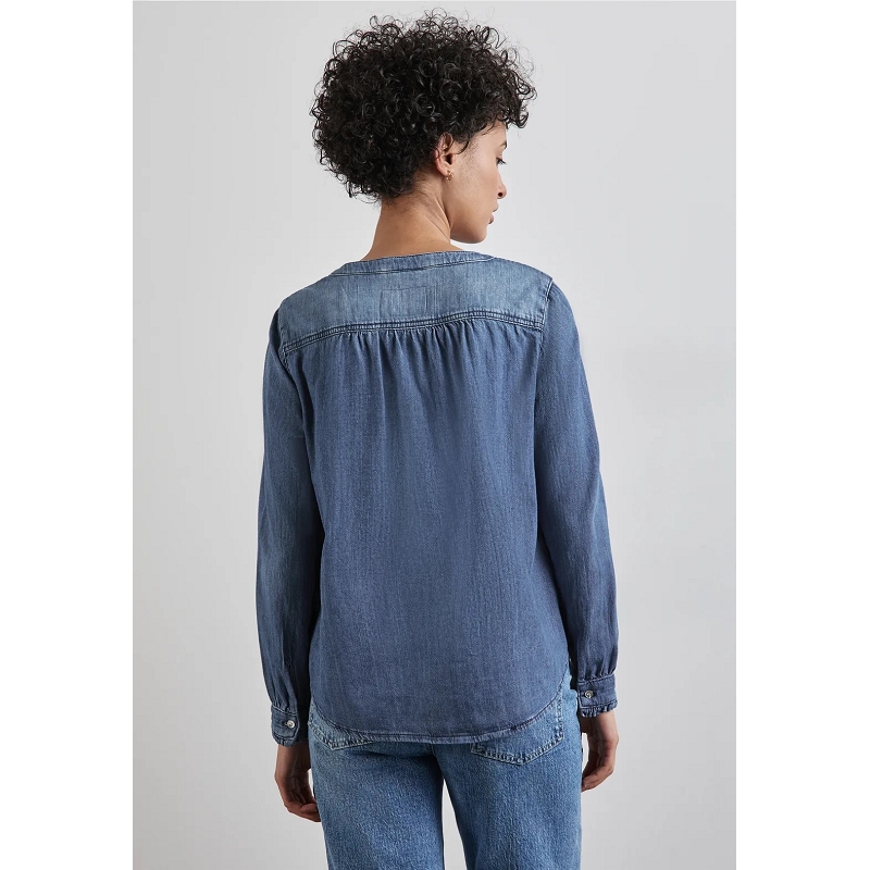 Street one DENIMRUFFLE BLOUSE,MID BLUE1306901_2