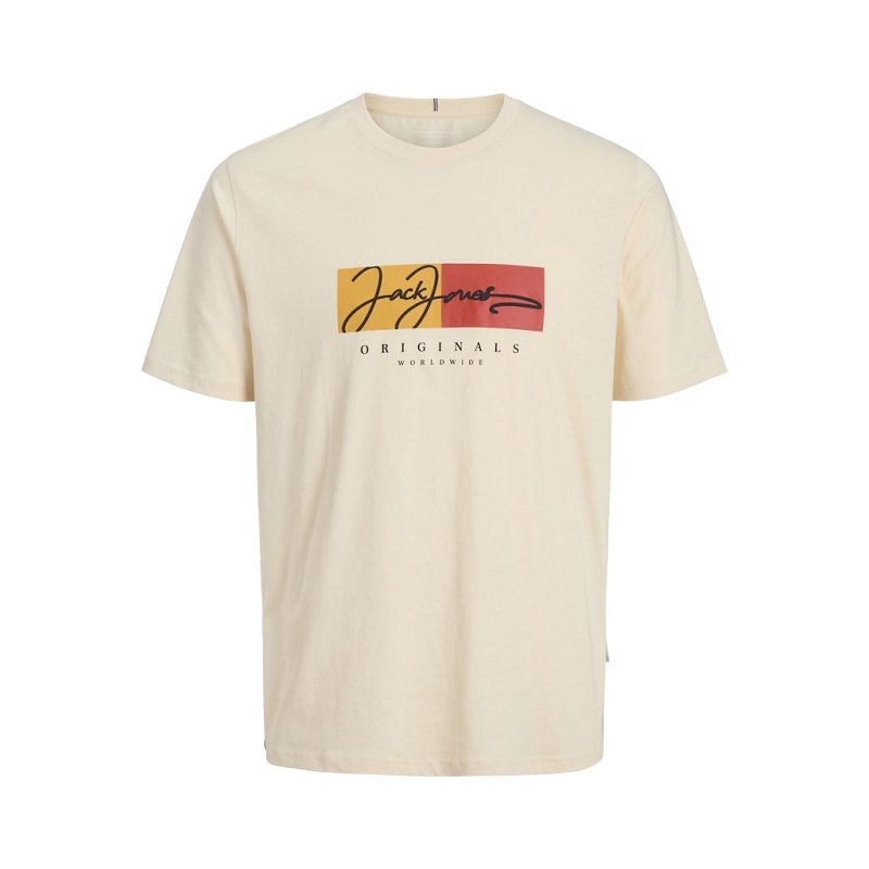 Jack and jones JORFREDERIKSBERG BOX SCRIPT TEE SS CN SN