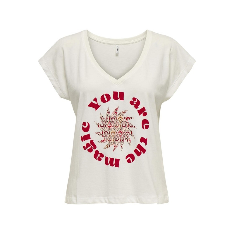 Only HELGA SS AOP VNECK TOP CS JRS